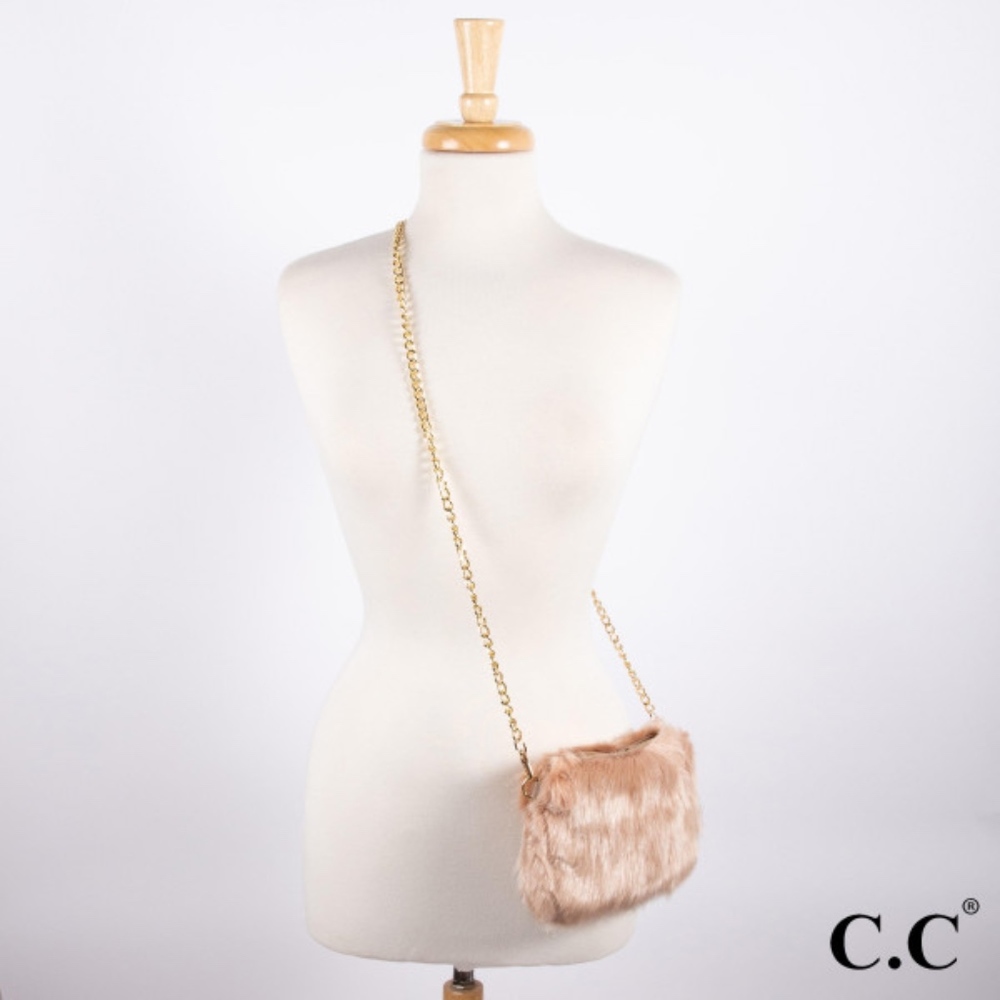 C.C. Faux Fur  Taupe Purse